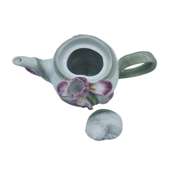 LENOX Fancy Feline and Floral Porcelain Teapot with Box DISCONTINUED - Picture 5 of 11